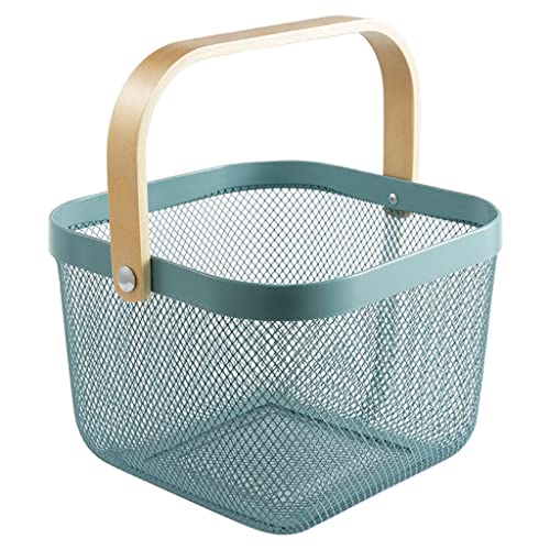 Aufbewahrungskorb aus Netzstoff mit Holzgriff, für Gemüse, Lebensmittel, Küche, Organizer, Haze Blue, 25 x 25 x 18 cm Aufbewahrungskorb aus Netzstoff mit Holzgriff, für Gemüse, Lebensmittel, Küche, Organizer, Haze Blue, 25 x 25 x 18 cm von KBOLAE