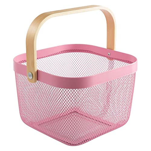 Aufbewahrungskorb aus Netzstoff mit Holzgriff, für Gemüse, Lebensmittel, Küche, Organizer, Rosa, 25 x 25 x 18 cm Aufbewahrungskorb aus Netzstoff mit Holzgriff, für Gemüse, Lebensmittel, Küche, Organizer, Rosa, 25 x 25 x 18 cm von KBOLAE