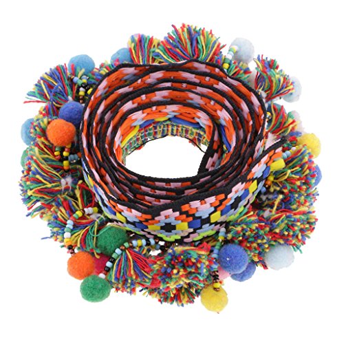 Bunte Pompom-Perlen, Fransenquasten, geflochtenes Jacquardband, 60 mm Bunte Pompom-Perlen, Fransenquasten, geflochtenes Jacquardband, 60 mm von KBOLAE