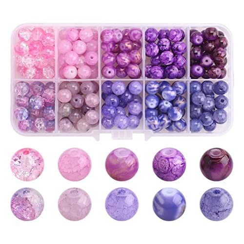 Glasperlen, 8 mm, für Perlen, Halsketten, Armbänder, Heimdekoration, Rosa, Lila, Farbverlauf, 200 Stück Glasperlen, 8 mm, für Perlen, Halsketten, Armbänder, Heimdekoration, Rosa, Lila, Farbverlauf, 200 Stück von KBOLAE