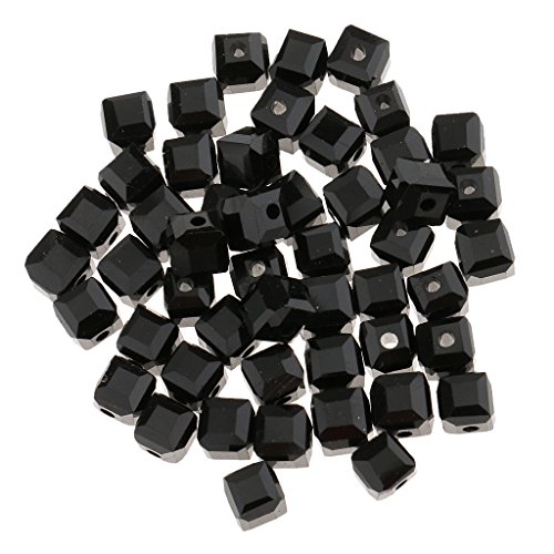 Glasperlen, quadratisch, Würfelperlen, 6 mm, für DIY-Schmuckherstellung, Schwarz, 50 Stück Glasperlen, quadratisch, Würfelperlen, 6 mm, für DIY-Schmuckherstellung, Schwarz, 50 Stück von KBOLAE