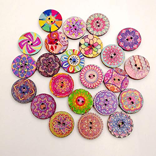 Holzknöpfe mit 2 Löchern, zum Nähen, Scrapbooking, 1,9 cm, Farbe: Rosa, 100 Stück von KBOLAE