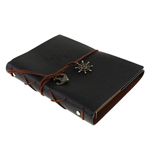 KBOLAE Leder-Notizbuch, tragbar, lose Blätter, blanko, für Reisen, Schwarz, 23 x 16 cm KBOLAE Leder-Notizbuch, tragbar, lose Blätter, blanko, für Reisen, Schwarz, 23 x 16 cm von KBOLAE
