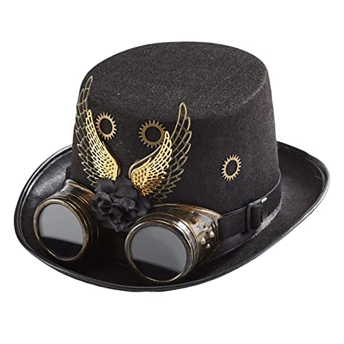 KBOLAE Steampunk-Hut mit Brille, schwarzer Zylinder für Herren und Damen, Stil 4 KBOLAE Steampunk-Hut mit Brille, schwarzer Zylinder für Herren und Damen, Stil 4 von KBOLAE
