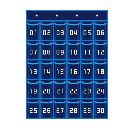 Klassenzimmer-Taschendiagramm mit Zahlentasche, Organizer für Zuhause, Schlafzimmer, Schrank, Blau, 30 Taschen Klassenzimmer-Taschendiagramm mit Zahlentasche, Organizer für Zuhause, Schlafzimmer, Schrank, Blau, 30 Taschen von KBOLAE