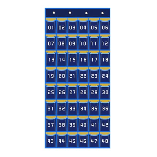 Klassenzimmer-Taschendiagramm mit Zahlentasche, Organizer für Zuhause, Schlafzimmer, Schrank, Blau, 48 Taschen Klassenzimmer-Taschendiagramm mit Zahlentasche, Organizer für Zuhause, Schlafzimmer, Schrank, Blau, 48 Taschen von KBOLAE
