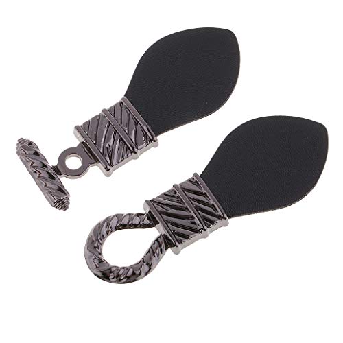 Knebelknöpfe aus PU-Leder mit Metallhaken, Mantelverschluss, DIY, silberfarben, 1 Paar von KBOLAE