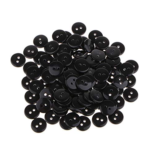 Knöpfe aus Kunstharz, rund, 2 Löcher, zum Nähen, Basteln, Scrapbooking, 1 cm, Schwarz, 100 Stück Knöpfe aus Kunstharz, rund, 2 Löcher, zum Nähen, Basteln, Scrapbooking, 1 cm, Schwarz, 100 Stück von KBOLAE
