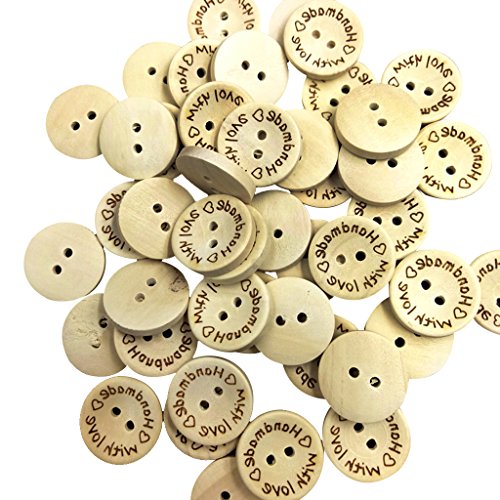 Natürliche Holzknöpfe zum Nähen, Basteln, 15 mm, 100 Stück von KBOLAE