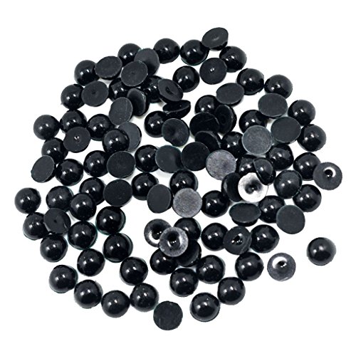Schwarze Halbperlenperlen, flache Rückseite, Cabochon, für Bastelarbeiten, Scrapbooking, 10 mm, 100 Stück von KBOLAE