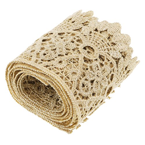 Spitzenborte im Vintage-Stil, bestickt, Blumenband, goldfarben, 91 cm Spitzenborte im Vintage-Stil, bestickt, Blumenband, goldfarben, 91 cm von KBOLAE