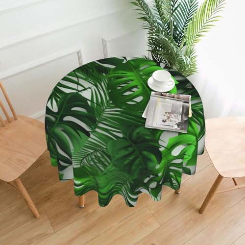 KCGSDEGV Monstera Bananen-Palmblätter-bedruckte runde Tischdecke, 152,4 cm, wasserabweisend, waschbar, Tischdecken für Küche und Esszimmer KCGSDEGV Monstera Bananen-Palmblätter-bedruckte runde Tischdecke, 152,4 cm, wasserabweisend, waschbar, Tischdecken für Küche und Esszimmer von KCGSDEGV