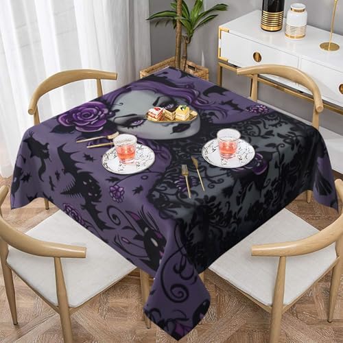 KCGSDEGV Tischdecke, Motiv: Gothic-Gruselfrauen, bedruckt, quadratisch, 137 x 137 cm, wasserabweisend, waschbar, Tischdecken für Küche und Esszimmer KCGSDEGV Tischdecke, Motiv: Gothic-Gruselfrauen, bedruckt, quadratisch, 137 x 137 cm, wasserabweisend, waschbar, Tischdecken für Küche und Esszimmer von KCGSDEGV