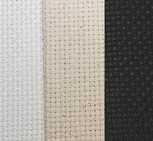 Aida-Stoff, Baumwolle, Kreuzstich, 30,5 x 45,7 cm, 18 Ct, Weiß + Hafermehl + Schwarz von KCS