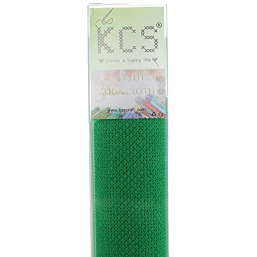 KCS 2 Stück 38,1 x 45,7 cm Kreuzstich Baumwolle Aida-Stoff Nadelarbeit Stoff (grün, 14 ct) von KCS