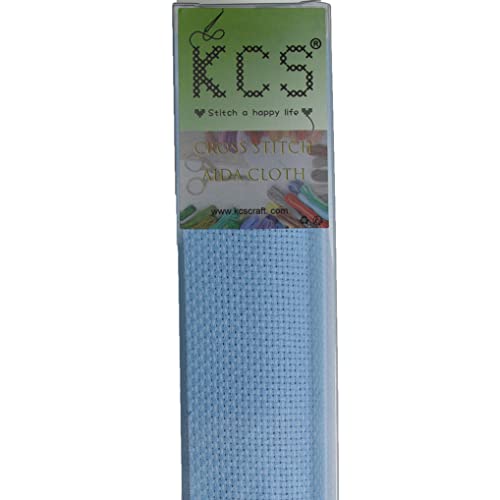 KCS 2 Stück 38,1 x 45,7 cm Kreuzstich Baumwolle Aida-Stoff Nadelarbeit Stoff (hellblau, 16CT) von KCS