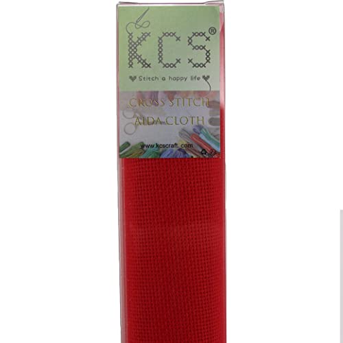 KCS 2 Stück 38,1 x 45,7 cm Kreuzstich Baumwolle Aida-Stoff Nadelarbeit Stoff (rot, 18CT) von KCS