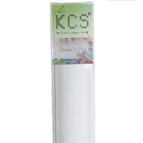 KCS 2 Stück 38,1 x 45,7 cm Kreuzstich Baumwolle Aida-Stoff Nadelarbeit Stoff (weißer Opal, 14 ct) von KCS