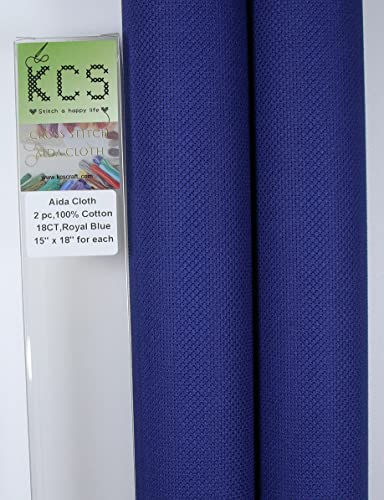 KCS 2 Stück 38,1 x 45,7 cm Kreuzstich-Stoff aus Baumwolle (Königsblau, 18 Karat) von KCS