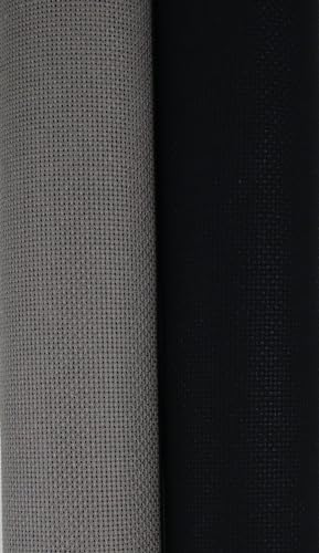 KCS 2 Stück 38 x 45 cm Kreuzstich-Baumwoll-Aida-Stoff mit Zählmuster (dunkelgrau + schwarz, 18 Karat) von KCS