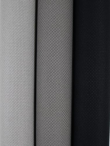 KCS 3 Stück 38 x 45 cm Kreuzstich-Baumwoll-Aida-Stoff, gerollte Stoffbox, 14 Karat, mittelgrau + dunkelgrau + schwarz KCS 3 Stück 38 x 45 cm Kreuzstich-Baumwoll-Aida-Stoff, gerollte Stoffbox, 14 Karat, mittelgrau + dunkelgrau + schwarz von KCS