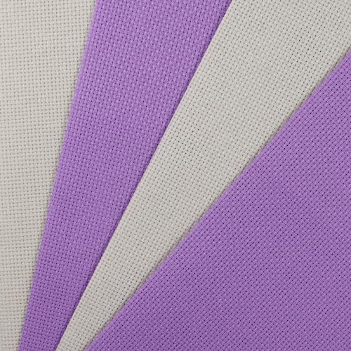 KCS 4/6 Stück 30 x 45 cm 16 CT Baumwolle Aida-Stoff Kreuzstichstoff (4 Stück, Perlgrau + Lavendel) von KCS