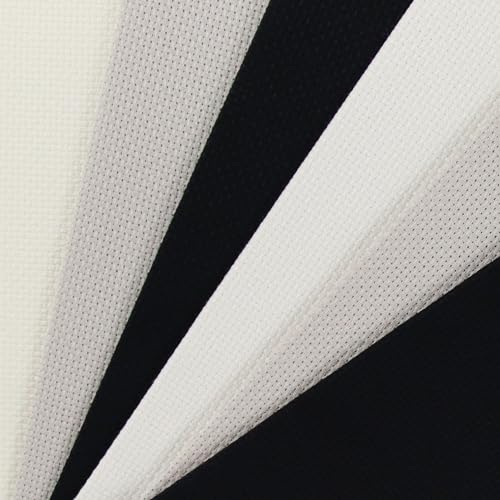 KCS 4/6 Stück 30 x 45 cm 16 CT Baumwolle Aida-Stoff Kreuzstichstoff (6 Stück, antikweiß + perlgrau + schwarz) von KCS