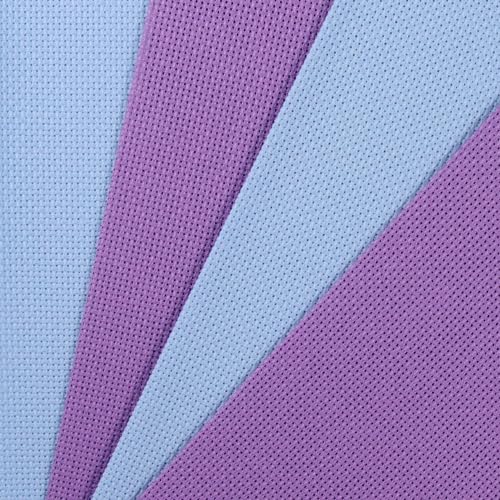 KCS 4/6 Stück 30 x 45 cm 18 CT Baumwolle Aida-Stoff Kreuzstichstoff (4 Stück, Lavendel + Hellblau) von KCS