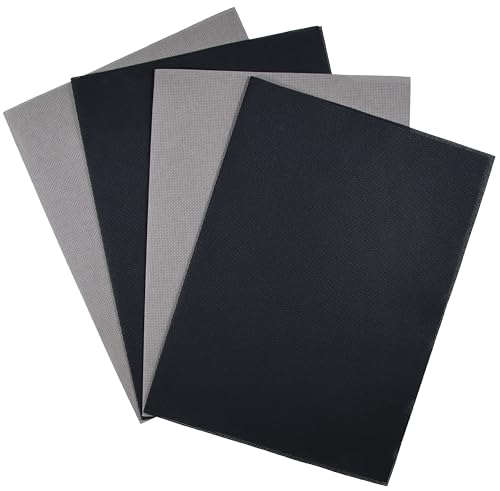 KCS 4/6 Stück 30 x 45 cm 18 CT Baumwolle Aida-Stoff Kreuzstichstoff (4 Stück, dunkelgrau + schwarz) von KCS