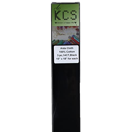 KCS Aida-Stoff, 149,9 cm x 2,7 m, 14 Ct, Baumwolle, Kreuzstich, Schwarz von KCS