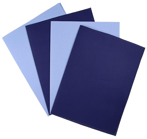 KCS Aida-Stoff mit Zählmuster, 30 x 45 cm, 14-fädig, Baumwolle, Kreuzstichstoff, 4 Stück (hellblau + königsblau) von KCS