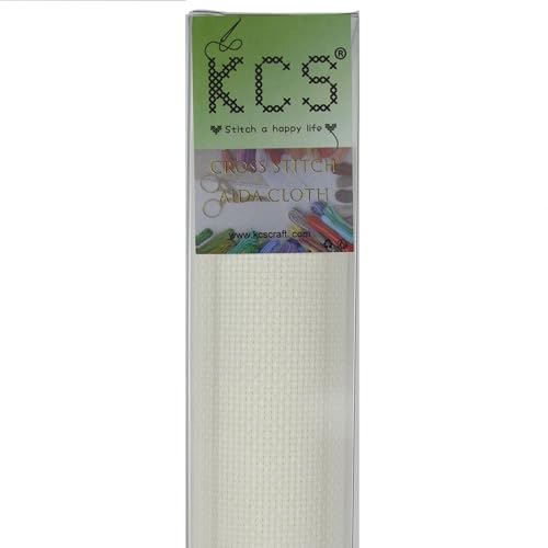 KCS Baumwoll-Aida-Stoff, 38,1 x 45,7 cm, Kreuzstich-Zählmuster, 16-fädig, Antikweiß, 2 Stück von KCS