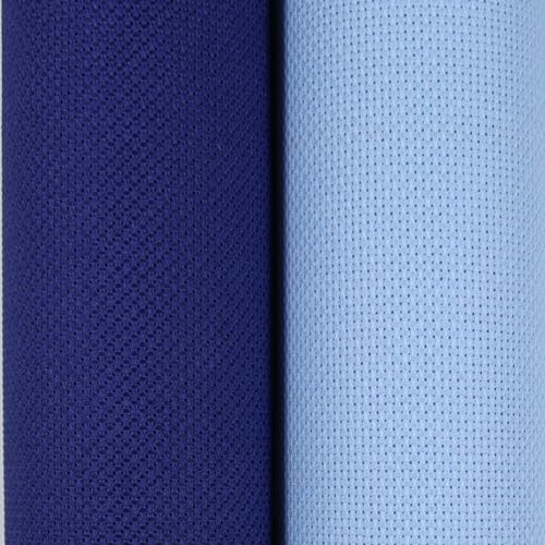 KCS Baumwoll-Aida-Stoff mit Zählmuster, 38,1 x 45,7 cm, 2 Stück (hellblau + königsblau, 18 Karat) von KCS