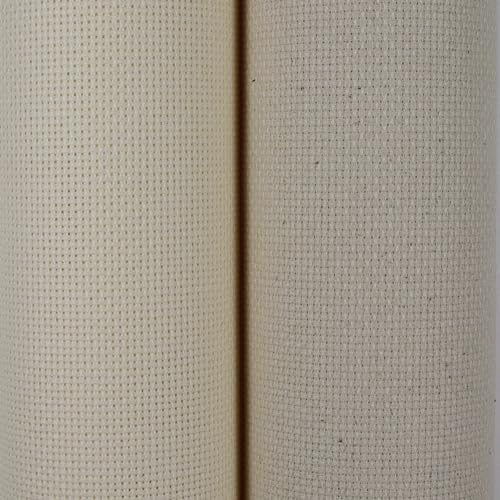 KCS Baumwoll-Aida-Stoff mit Zählmuster, 38,1 x 45,7 cm, 2 Stück (Creme + Haferflocken, 18 Karat) von KCS