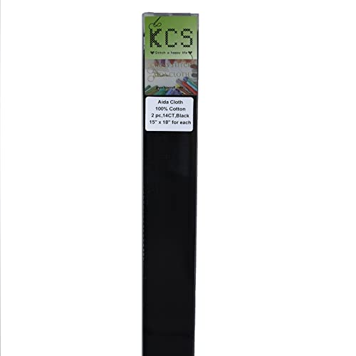 KCS Kreuzstich-Stoff, 38,1 x 45,7 cm, Baumwolle, Aida-Stoff, 14 Karat, Schwarz, 2 Stück von KCS