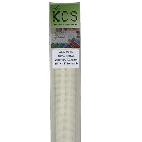 KCS Baumwoll-Aida-Stoff mit Zählmuster, 38,1 x 45,7 cm, cremefarben, 2 Stück KCS Baumwoll-Aida-Stoff mit Zählmuster, 38,1 x 45,7 cm, cremefarben, 2 Stück von KCS