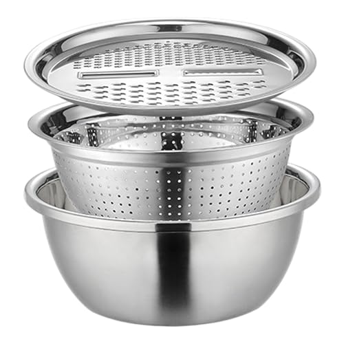 Edelstahl -Set, 3pcs/Set 10 Dia..Reifenschüssel, Edelstahlbecken zum Waschen, Spülen, Zerkleinern von KDAMGOQE