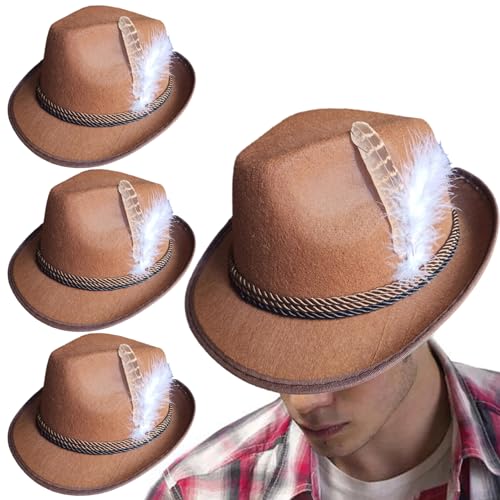 KDAMGOQE Fedora -Hüte für Männer & Frauen - 3PCS Oktoberfest Hut mit, weicher Retro -Kostümhut für Karneval, Party, Cosplay & Dress Up - Dark Brown Decorative für Erwachsene KDAMGOQE Fedora -Hüte für Männer & Frauen - 3PCS Oktoberfest Hut mit, weicher Retro -Kostümhut für Karneval, Party, Cosplay & Dress Up - Dark Brown Decorative für Erwachsene von KDAMGOQE