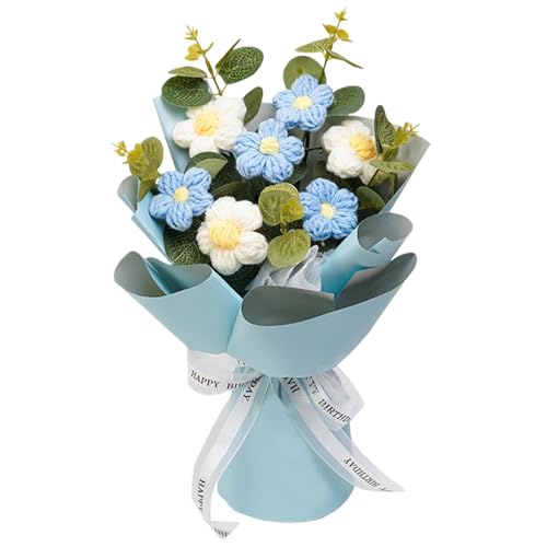 KDAMGOQE Häkelblumen Blaue gestrickte Blumen Bouquet 9x13 Häkelstrauß Eternalsegen künstliche Blumenheimdekoration für Muttervater Lehrer KDAMGOQE Häkelblumen Blaue gestrickte Blumen Bouquet 9x13 Häkelstrauß Eternalsegen künstliche Blumenheimdekoration für Muttervater Lehrer von KDAMGOQE