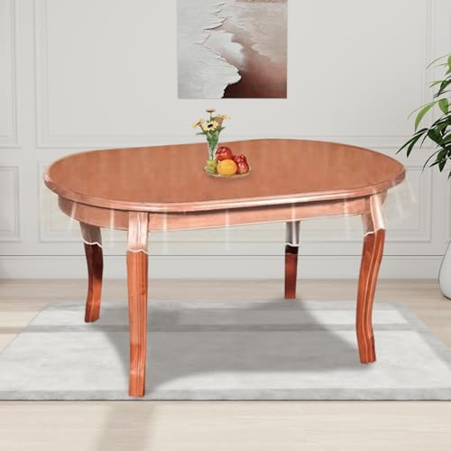 KDAMGOQE Klarer Plastiktischabdecker Beschützer, klare Plastiktischdecke, 60 x 90 Zoll PVC-Tischabdecker Beschützer, wasserdichtes und ölfestes ovales Tuch für Zuhause, Esszimmer, Esszimmer KDAMGOQE Klarer Plastiktischabdecker Beschützer, klare Plastiktischdecke, 60 x 90 Zoll PVC-Tischabdecker Beschützer, wasserdichtes und ölfestes ovales Tuch für Zuhause, Esszimmer, Esszimmer von KDAMGOQE