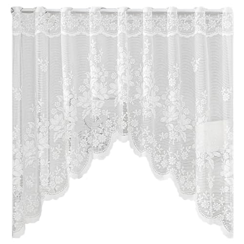 KDAMGOQE Lace Valance, 63x39 Blumen bestickte Valance -Vorhänge mit Stangenloch, dekorativer Vorhang für Fenster, Tür, Buchregal, Schrank, Fenstervalancen KDAMGOQE Lace Valance, 63x39 Blumen bestickte Valance -Vorhänge mit Stangenloch, dekorativer Vorhang für Fenster, Tür, Buchregal, Schrank, Fenstervalancen von KDAMGOQE