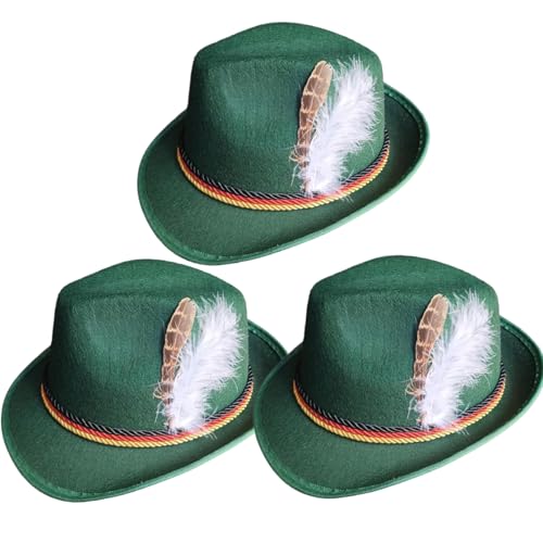 KDAMGOQE Oktoberfest Outfits Männer, 3pcs Deutsch Hut 11.8x10.6x5 Bayerischer Oktoberfesthut mit Federn dunkelgrüner Deutsch Top für Erwachsene, Kostüm KDAMGOQE Oktoberfest Outfits Männer, 3pcs Deutsch Hut 11.8x10.6x5 Bayerischer Oktoberfesthut mit Federn dunkelgrüner Deutsch Top für Erwachsene, Kostüm von KDAMGOQE