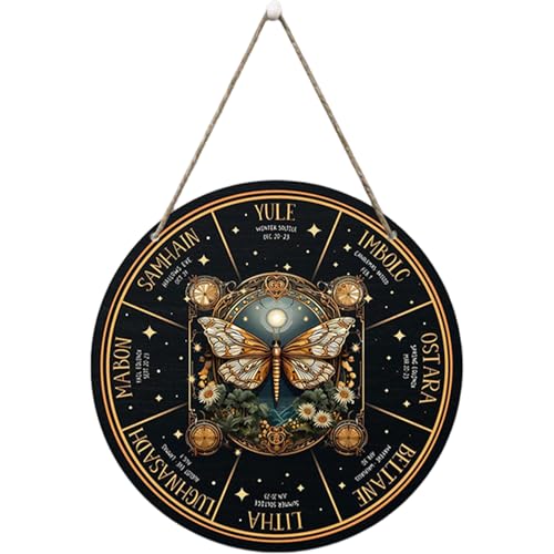 KDAMGOQE Rad des Jahres Wand hängen, 12 Zoll runde Exquisite Sabbats heidnisches Dekor Witchschild, natruales Holz Wicca -Kalender -Dekorationspanel für Zuhause, Geschenk, heidnisches Dekor KDAMGOQE Rad des Jahres Wand hängen, 12 Zoll runde Exquisite Sabbats heidnisches Dekor Witchschild, natruales Holz Wicca -Kalender -Dekorationspanel für Zuhause, Geschenk, heidnisches Dekor von KDAMGOQE