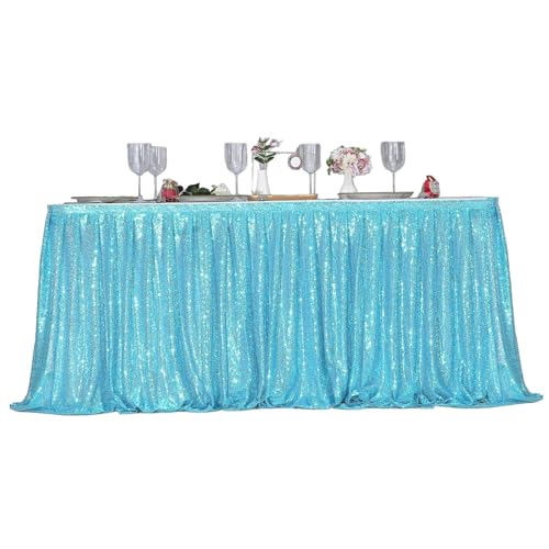 KDAMGOQE Tischrock, 108x28 -Zoll -Rechteck -Pailletten -Tischrock, Glitzer -Tischdecke für Babyparty, Geburtstagsfeier, Hochzeit, Weihnachten, Urlaub, Paillettenpailletten von KDAMGOQE