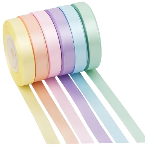 Ribbon, 6 Rollen Pastellband, 0, 4 Zoll x 5yard doppelseitiges Polyester-Gurtband, Multicolor-Pack für Babypartyhandwerksgeburtstagsfeier Ribbon, 6 Rollen Pastellband, 0, 4 Zoll x 5yard doppelseitiges Polyester-Gurtband, Multicolor-Pack für Babypartyhandwerksgeburtstagsfeier von KDAMGOQE