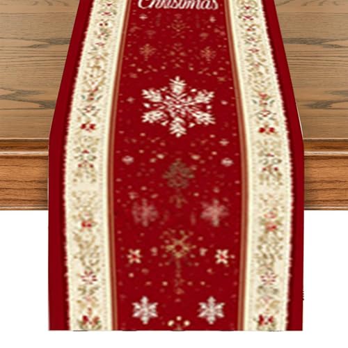 Weihnachtstisch Runner 72in Snowflake Santa Weath Weihnachten Tischdekorationen Waschbarer exquisites Tablerunner für Heimküche Esszimmer Weihnachtstisch Runner 72in Snowflake Santa Weath Weihnachten Tischdekorationen Waschbarer exquisites Tablerunner für Heimküche Esszimmer von KDAMGOQE