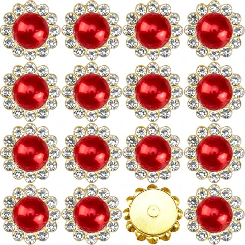 100 Stück 12 mm Blume Klaue Perle Nähen auf Strass Gold Flatback Basis Glänzende Kristalle Strasssteine Steine für Hochzeit Kleidung Kleid Schuhe Handwerk Dekoration (07 rot) von KDCQAH