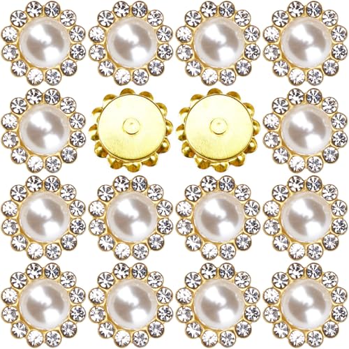 160 Stück Sonnenblumen-Perlen zum Aufnähen, Kristallglas mit Metallbasis, Blume, Strasssteine zum Basteln, Verzierungen für Hüte, Kleidung, Schuhe, Taschen, Nähzubehör (016 Pearl) von KDCQAH