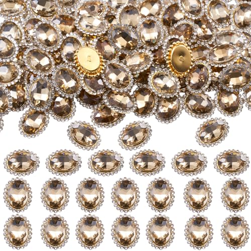 30 Stück ovale Strasssteine zum Aufnähen, Kristall-Edelsteine zum Basteln, flache Rückseite, Glas-Edelstein mit Goldklaue für Kleidung, Schuhe, Kostüme, Kleidung (Kaffee), 14 x 10 mm von KDCQAH