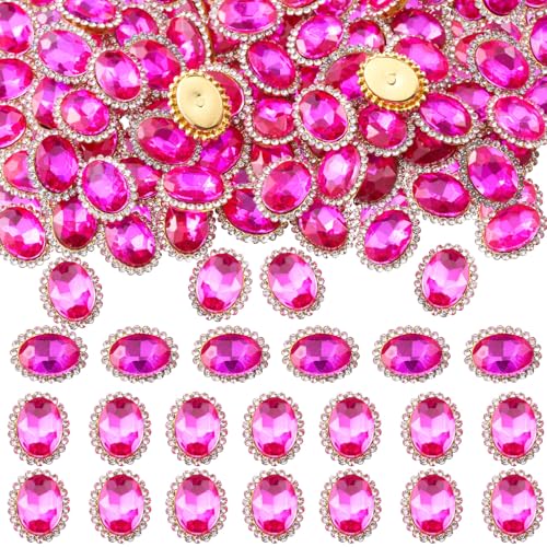 30 Stück ovale Strasssteine zum Aufnähen, Kristall-Edelsteine zum Basteln, flache Rückseite, Glas-Edelstein mit Goldklaue für Kleidung, Schuhe, Kostüme, Kleidung (Rose), 14 x 10 mm von KDCQAH